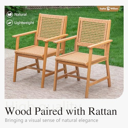 Sophia & William 2-Piece Patio Dining Set, Rattan, Chairs, Dark Brown