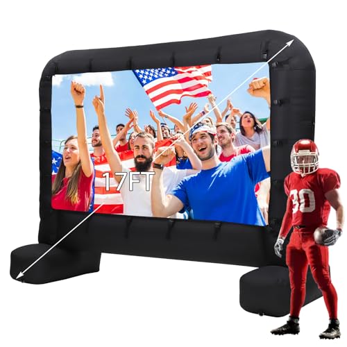 Hipicute Inflatable Movie Projector Screen 17Ft, Outdoor Movie Screen with Quiet Air Blower & Storage Bag, Supports Front/Rear Projection, Easy Setup, Ideal for Home Theater, Movie Nights