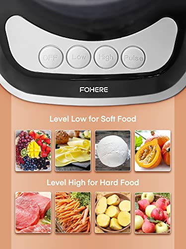 FOHERE Food Processor, 12 Cup, 2-in-1 Feed Chute Procesador de Alimentos Electrico, 500W, BPA Free, Stainless Steel, Procesador de Alimentos for Mincing, Dicing, Shredding, Puree & Kneading Dough