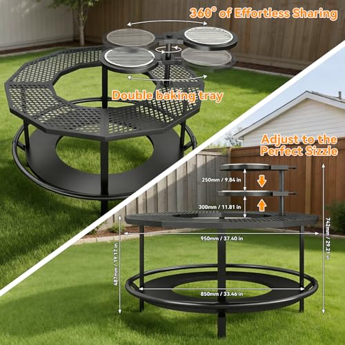 Fire Pit Surround Tabletop - 360° Fire Pit Guard for Solo Stove Bonfire & Ranger, Portable Protective Barrier for Wood Burning Fire Pits Up to ⌀21", UV-Resistant Outdoor Fabric (Firepit Not Included)