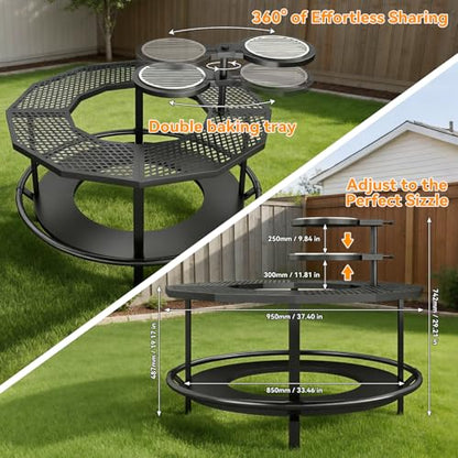 Fire Pit Surround Tabletop - 360° Fire Pit Guard for Solo Stove Bonfire & Ranger, Portable Protective Barrier for Wood Burning Fire Pits Up to ⌀21", UV-Resistant Outdoor Fabric (Firepit Not Included)