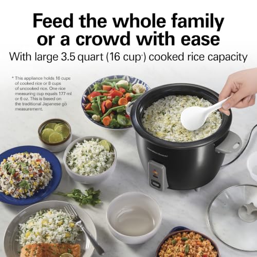 Hamilton Beach Rice Cooker & Food Steamer, 16 Cups Cooked, 8 Cups Uncooked