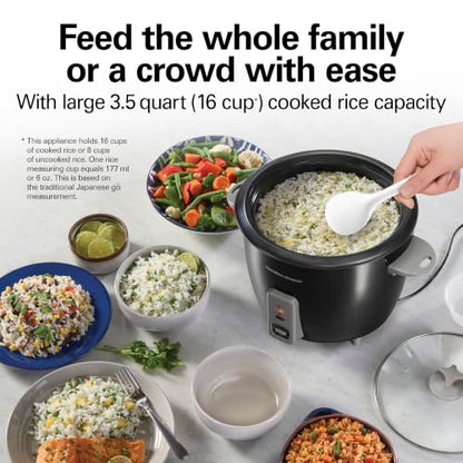 Hamilton Beach Rice Cooker & Food Steamer, 16 Cups Cooked, 8 Cups Uncooked
