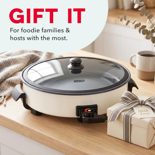 DASH Family Size Electric Skillet with Lid, 6-Quart Ceramic, Cream