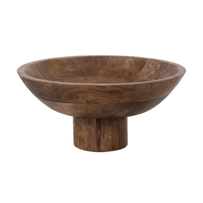 Bloomingville Mango Wood Footed, Walnut Finish Bowl, 12" L x 12" W x 5" H, Brown, (AH2315)