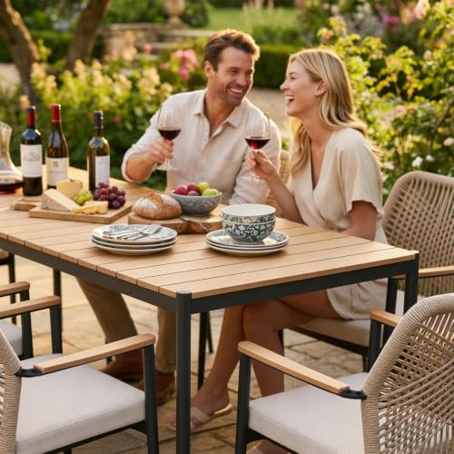 SUNSITT 9 Piece Outdoor Patio Dining Set w/Cushioned Woven Rattan Chairs