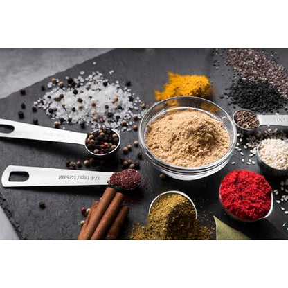 Measuring Spoons, 13 PCS Stainless Steel Measuring Spoons Set Includes Teaspoon & Tablespoon, Metal Measuring Spoons for Dry & Liquid Ingredients, Mini Measuring Spoon Set for Cooking and Baking