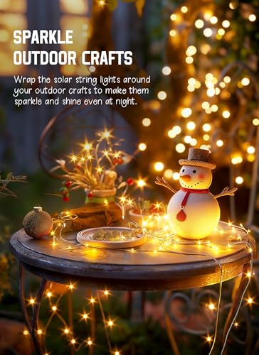 Minetom Solar Fairy Lights,33Ft 100 LED Solar String Lights Outdoor, IP65 Waterproof Patio Lights with 8 Modes for Tree Patio Christmas Party Wedding Decor (Warm White)