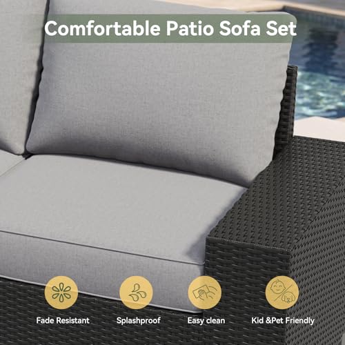 Aoxun 13-Piece Widen Armrests Patio Furniture Set with 44" Fire Pit Table