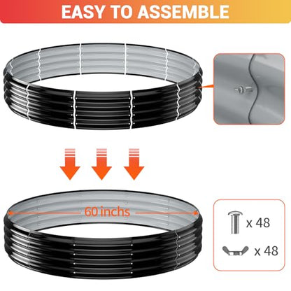 60 Inch Extra Large Fire Pit Ring for Outside, Heavy Duty Wood Burning Firepits & Outdoor Fireplace,12'' Tall High Heat Resistant Fire Bowl Galvanized Steel Portable for Backyard Bonfire,Patio,Camping
