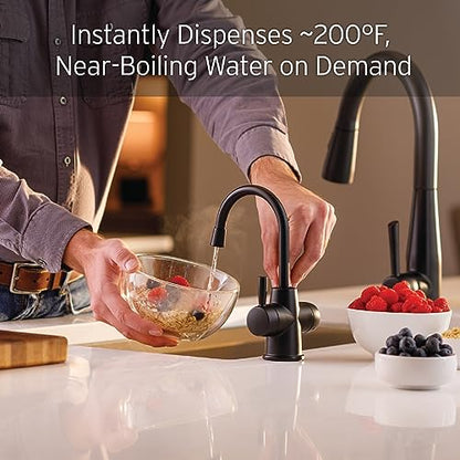 InSinkErator Stainless Steel Tank, HC250MBLK-SS HOT250 System, 2-Handle Drinking Faucet in Matte Black with 2/3-Gallon, Filter-Compatible Instant Hot/Cold Water Dispenser