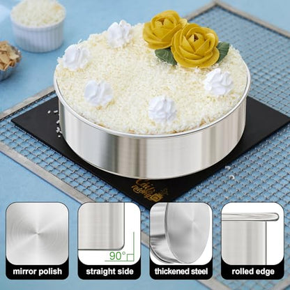 AWTBDP 8 Inch Cake Pan Set of 2, Nonstick Stainless Steel Round Layer Cake Baking Pans with 100PCS Parchment Papers, Circle Cake Pan Tins for Birthday Christmas, Non-Toxic & Healthy, Dishwasher Safe