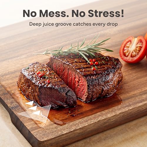 SMIRLY Walnut Cutting Board for Kitchen - Wood Cutting Boards with Handle and Juice Groove for Meal Prep, Serving, Charcuterie - Kitchen Gadgets - Non Toxic Wooden Chopping Board Set of 3 with Holder