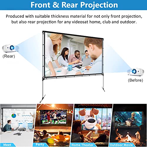 GZKYYLEGS Projector Screen with Stand 120 Inch Foldable Portable Movie Screen 16：9 HD 4K Double Sided Projection Movies Screen with Carry Bag for Indoor Outdoor Home Theater Backyard Cinema Travel