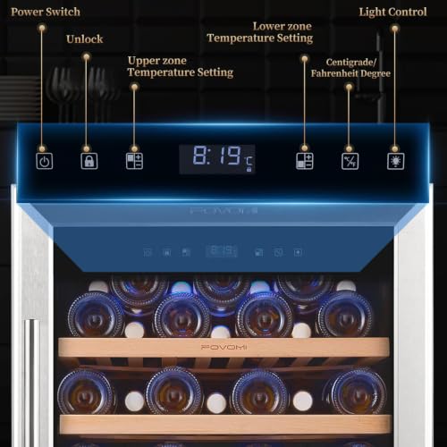 FOVOMI Wine Fridge 52-bottle Wine Cooler Refrigerators Dual-Zone