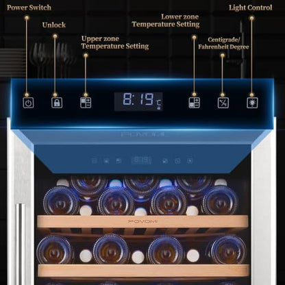 FOVOMI Wine Fridge 52-bottle Wine Cooler Refrigerators Dual-Zone
