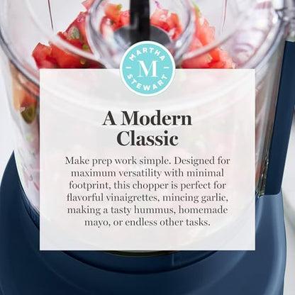 Martha Stewart 3 Cup Electric Vegetable Chopper, Mini Food Processor, Navy