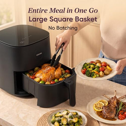 Cosori Air Fryer Pro, Compact 5QT, Ceramic Coating, 7 Presets with Preheat & Keep Warm, 450℉, Easy to use & clean, Shake Reminder, 130+ In-App Recipes, Nonstick & Dishwasher-Safe Basket, Gray