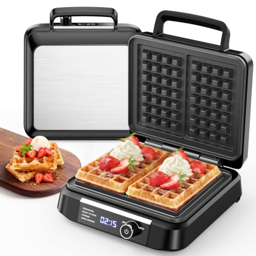 Waffle Maker, 8 Browning Levels Smart LED Digital Timer, Audible Ready Beep