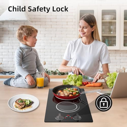 VBGK Double Induction Cooktop,110V 2300w 2 burnerinduction cooktop,2 burner Hot Plate Electric burner withLCD Touch Screen 9 Levels Settings Child Safety Lock &Timer