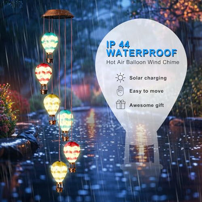 Singingarden Solar Wind Chimes for Outside - Solar Lights Outdoor Decor Gifts for Women Mom Grandma Birthday Gifts