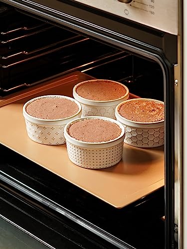 LE TAUCI Ramekins 6 oz, Ramiken for Creme Brulee, Lava Cake,Pudding, Souffle, Small Sauce Bowl,Ceramic Baking Dishes- 4 inch, Set of 4, Arctic White