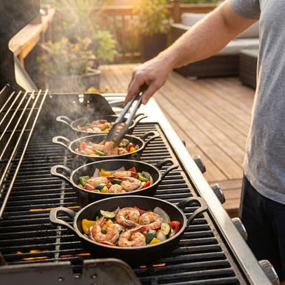 Hiceeden 4 Pcs Small Cast Iron Skillets, 6.3 x 6.3 x 1.6 Inch Non-stick Cast Iron Pan, Mini Frying Pans with Double Handle for Stove, Oven, Grill Safe, Indoor and Outdoor Use