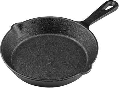 Pre-Seasoned Cast Iron Skillet, Black, 6 Inch Mini Frying Pan with Handle