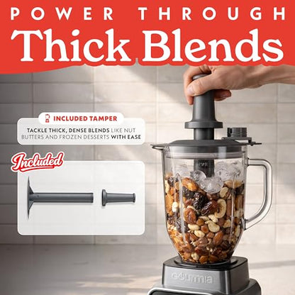 Gourmia Countertop Blender – 8 Blend Programs, 4 Speeds, Pulse and Manual Mode, 56oz Pitcher, Digital Display with Integrated Timer, Round-Plated Tamper, Dishwasher-Safe Parts