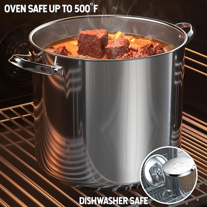 Cooks Standard Classic Stainless Steel Stock Pot with Lid, Large Cooking Pot for Pasta, Soup, Spaghetti, Oven Safe, Dishwasher Safe, Induction Compatible Cookware, 12-Quart