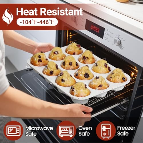 CAKETIME Silicone Muffin Pan, Regular Size Muffin Pan for Baking 12 Cups Non Stick Silicone Cupcake Pan 1 Pack Confetti