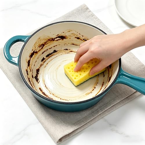 Maldira Enameled Saucepan with Lid, Non Stick Cast Iron Sauce Pan, Dutch Oven Pot (Peacock Blue, 2 Quarts)