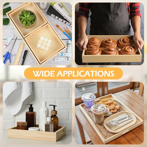Aodaer 7 Pieces Wooden Trays, Wooden Nested Serving Trays, Rectangular Shape Wood Serving Tray with Handles for Kitchen Party Dinner Snacks