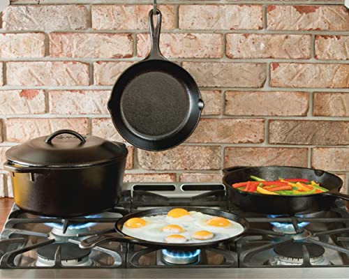 Lodge Cast Iron Dutch Oven 5 Quart - Loop Handle Cooking Vessel - Even Heat Retention - Oven-Safe, Versatile Pot