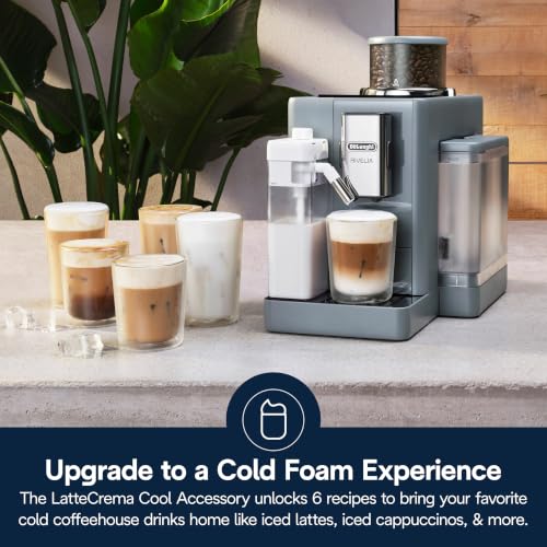 De'Longhi Rivelia Automatic Espresso Machine, Milk Frother, Pebble Gray