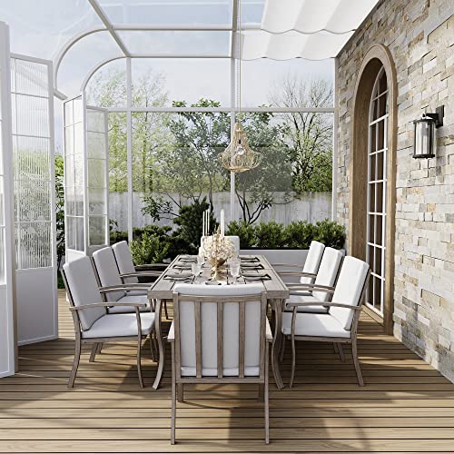 HAPPATIO Aluminum 9 Piece Patio Dining Set - Aluminum Outdoor Dining Set for 8, Patio Dining Table and Chairs Set, Patio Furniture with Table and Chairs (Gray)