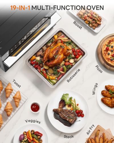 32QT Air Fryer Toaster Oven Combo with Rotisserie, Turbo Convection, Black