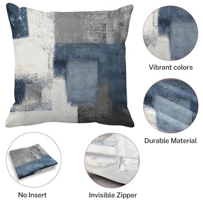 Taysta Throw Pillow Covers Set of 2, 20 x 20 Inch, Blue