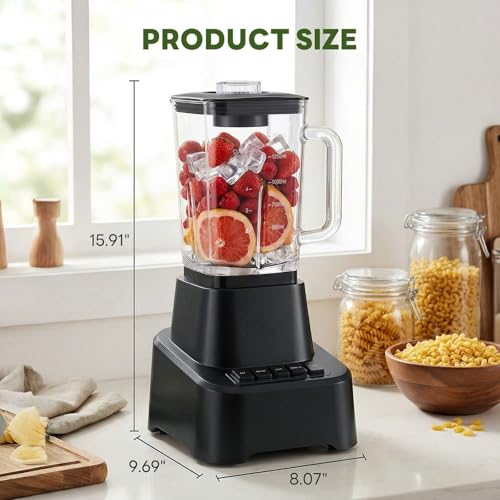 OLIXIS Professional Kitchen Blender, 850 Peak Watts Full-Size Multi Function Blender, 54oz Glass Jar, 4 Speed Pulse Mode, Ice & Frozen Fruit Processing