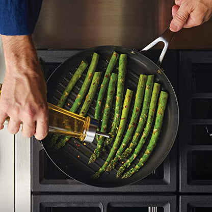 KitchenAid 71012 3-Ply Base Brushed Stainless Steel Nonstick Round Grill Pan/Griddle, 10.25 Inch