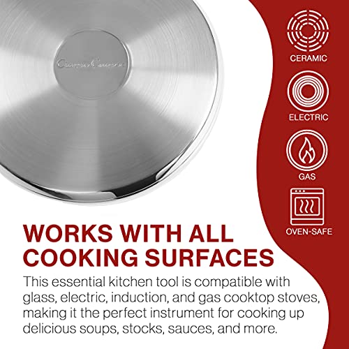 6 Quart Stock Pot-Stainless Steel Pot with Lid-Compatible with Electric, Gas, Induction or Gas Cooktops-Cookware by Classic Cuisine