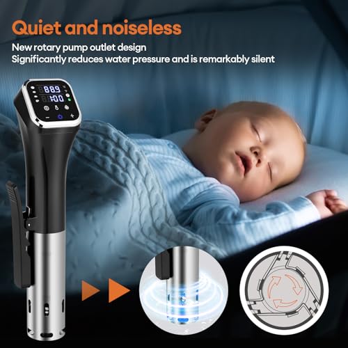Upgraded 2.4G WiFi Sous Vide Cooker, 1100W Precision Immersion Circulator with ±0.1℉ Temp Control, IPX7 Waterproof, Quiet Operation, LED Display & 4 Safety Protections