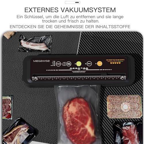 MEGAWISE Model B 2025 Vacuum Sealer | Powerful & Compact | One-Touch Automatic Food Sealer for Cold, Wet, Moist, and Dry Foods | Compatible with Thick, Medium, and Thin Bags | OMNI MACHINE (Black)