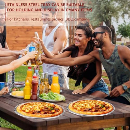 LANIAKEA 8 Pieces Stainless Steel Pizza Pans 8 Inch Round Pizza Oven Baking Serving Plate Tray Non-Stick Coating Pizza Plate for Pizza Pie Cookie, Baking, Serving, Dishwasher Safe
