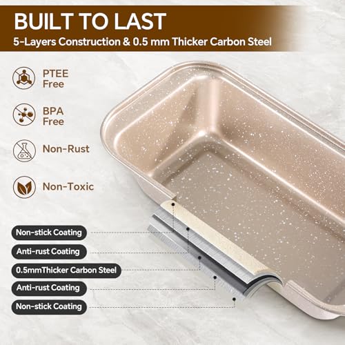 FLAREFX 11 Piece Baking Set | Nonstick & Non Toxic Bakeware Sets Baking Pans Set | Carbon Steel Baking Supplies Include Notebook, Cookie Sheets, Roasting Pan, Muffin Pan, Cake Pan, Pizza Pan, Loaf Pan