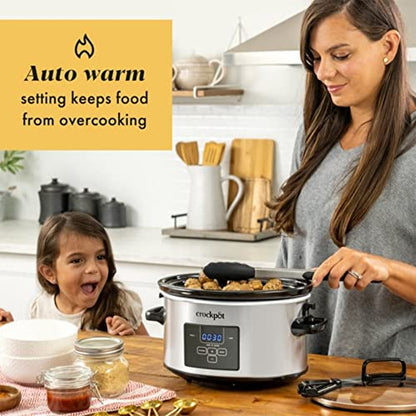 Crock-Pot Cook and Carry Programmable Slow Cooker, Steel, 4 Quart Oval
