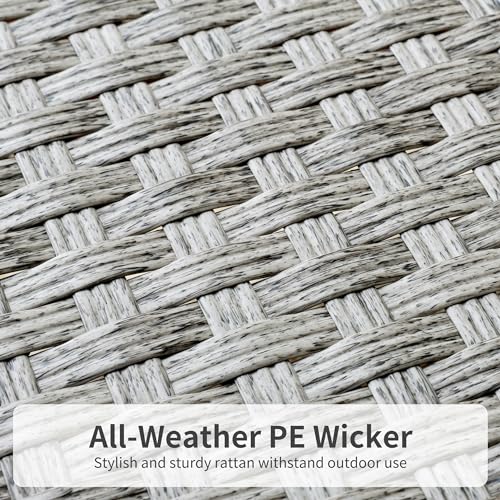 WAROOM Outdoor Patio Loveseat Wicker Small Couch 2-Seater Rattan Sofa Balcony Furniture Deep Seat Porch Seating, Grey Cushion