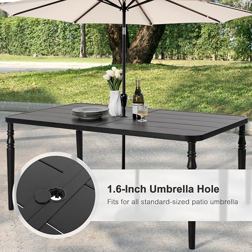 NUU GARDEN 7-Piece Outdoor Metal Dining Set, Patio Dining Table Set with 2 Textilene Swivel Chairs and 4 Textilene Chairs, Patio Furniture Set for Patio, Deck, Garden, Backyard, Balcony, Black&Brown