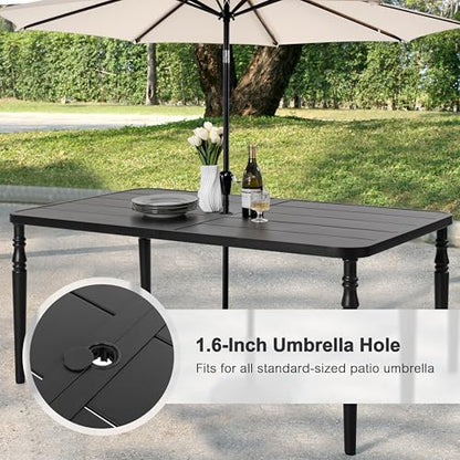 NUU GARDEN 7-Piece Outdoor Metal Dining Set, Patio Dining Table Set with 2 Textilene Swivel Chairs and 4 Textilene Chairs, Patio Furniture Set for Patio, Deck, Garden, Backyard, Balcony, Black&Brown