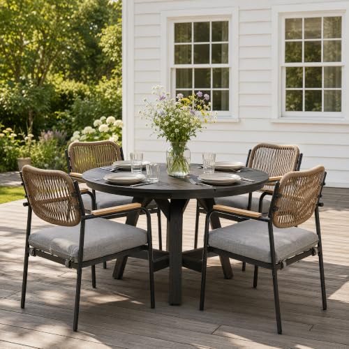 DAYARUS 5-Piece HDPE Outdoor Dining Sets, Patio Table and Chairs Set of 4